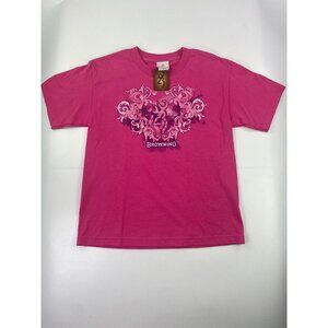 NWT Browning Girl's L Hot Pink Beveled Floral Crest Short Sleeve T-Shirt
